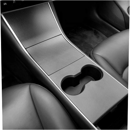 BMZX for Tesla Model 3 for Model Y Center Console Wrap ABS Carbon Fiber Pattern Console Cover Interior Decoration Wrap Kit - for Tesla Model 3 for Model Y 2017-2020 Accessories