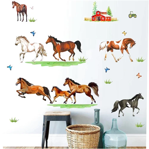 decalmile Farm Animal Wall Decals Horse Wall Stickers Bedroom Living Room Office Wall Decor Gift