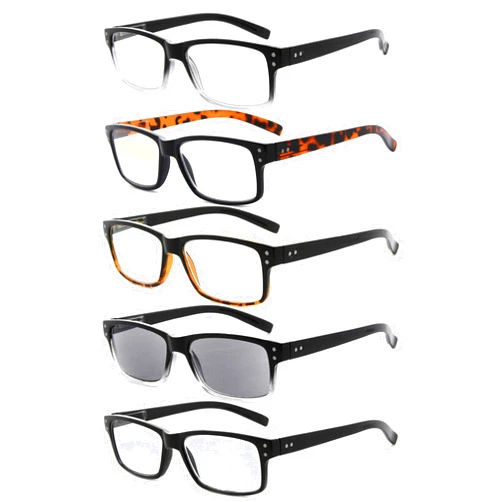 Eyekepper 5 Pack Reading Glasses for Men Spring Hinges Classic Readers