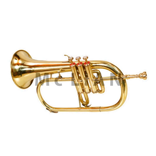 McLian Professional Bb Flugelhorn 3 Valves Brass with Hard Case, Mouthpiece and Gloves