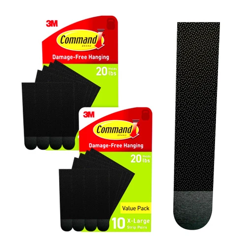 Command 20 Lb XL Heavyweight Picture Hanging Strips, Damage Free Hanging Picture Hangers, Heavy Duty Wall Hanging Strips for Living Spaces, 20 Black Adhesive Strip Pairs, PH217BLK-10NA