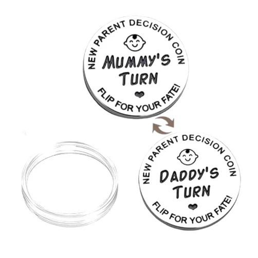 Generic Mom Daddy Funny Decision Coin for Women Men Parent New Baby Gift for First Time Moms Dads Pregnancy Mothers for Moms Dads Mummy to Be Birthday Present