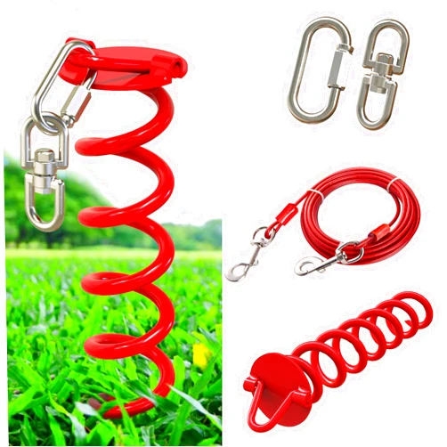 Pestairs Heavy Duty Dog Tie Out Cable and Stake - 360° No Tangle Dog Yard Stake and Leash for Small to X-Large Dogs or Two Dogs Up to 180 lbs with Stainless Steel Swivel Rings - Great for Yard Camping Park