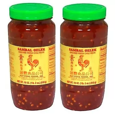 Huy Fong Sambal Oelek Ground Fresh Chili Paste (Large 18 oz Jars) 2 Pack, Set of 3