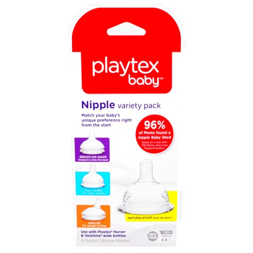Playtex Nipple Variety Kit, Medium Flow, 4-Count