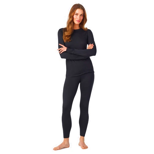 Cuddl Duds Womens Heavyweight Cold Weather Fleece Lined Thermal Set – Long Sleeve Top & Leggings - Winter Lounge Sets