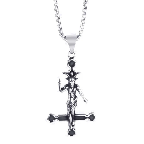 ELFASIO Satanic Necklace, Sigil of Baphomet Necklace, Stainless Steel Satan Church Jewelry, 3D Devil Demon Satan Goat Necklaces for Men Women