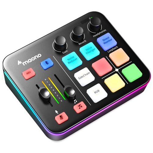 MAONO Gaming Audio Mixer, Audio Interface with Pro-preamp, RGB, Bluetooth, 48V Phantom Power for Live Streaming, Podcasting, Content Create, Gaming MaonoCaster G1 NEO (Not for USB Mic)