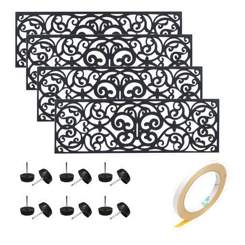UFelice Rubber Stair Treads, Outdoor Stair Treads Non-Slip, Butterfly Designed Stair Tread Mats, Anti-Slip Step Mat - Set of 4 Include Stay-on-Kit, 30 x 10 Inches