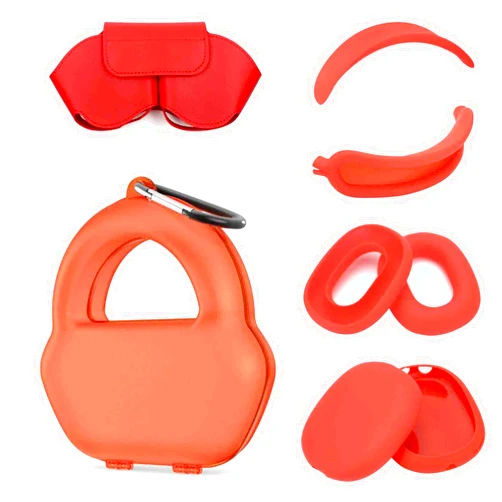 SUOFEIK 9 in 1 Hard Case for AirPods Max - Tips & Smart Case Cover for AirPods Max Durable Travel Case with Full Protection for Apple Pro Max Headphones (Red)