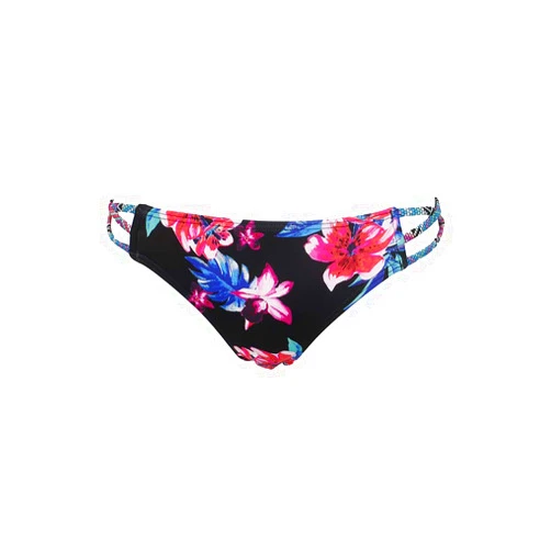 Sundazed Black Multi Floral Print Stunner Strappy Hipster Bikini Bottom S