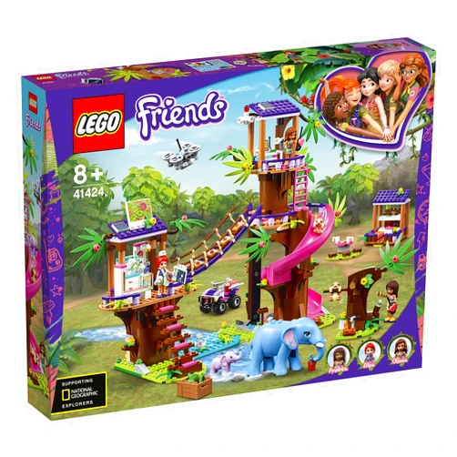 LEGO Friends Jungle Rescue Base 41424 Building Toy for Kids, Animal Rescue Kit That includes a Jungle Tree House and 2 Elephant Figures for Adventure Fun (648 Pieces)