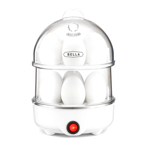 BELLA Rapid Electric Egg Cooker and Omelet Maker with Auto Shut Off, for Easy to Peel, Poached Eggs, Scrambled Eggs, Soft, Medium and Hard-Boiled Eggs, 14 Egg Capacity Tray, Double Tier, White