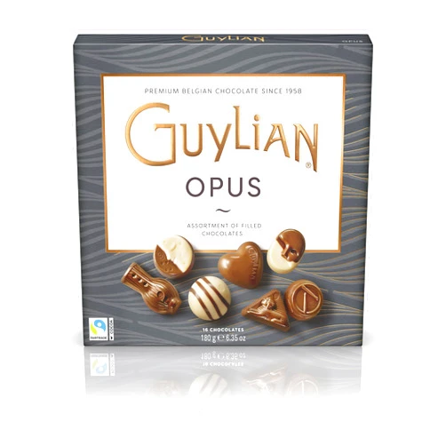 GuyLian Belgian Chocolate Gift Box by GuyLian, 16 pc Opus Luxury Assortment, Premium Gourmet Chocolate, Milk, White, Dark, Candy Treat for Women and Men, 180g