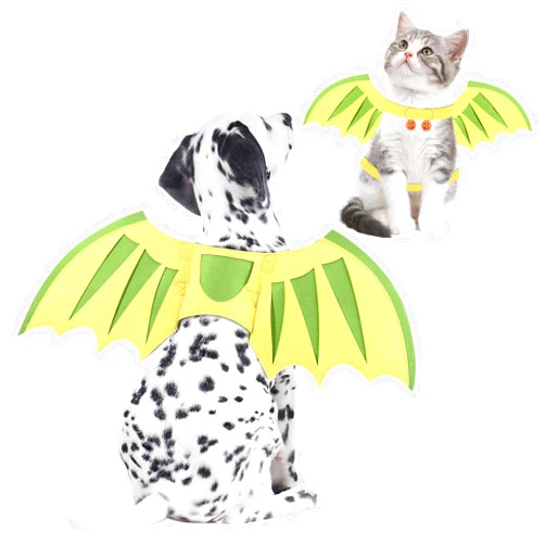 Coppthinktu Dog Wings Dragon Wings for Dogs Pumpkin Bells, Halloween Costumes for Dogs Small Medium Large Pet Wings, Pet Dragon Wings Dog Cat Costume Wings, Halloween Dog Dinosaur Wings Christmas Birthday Party