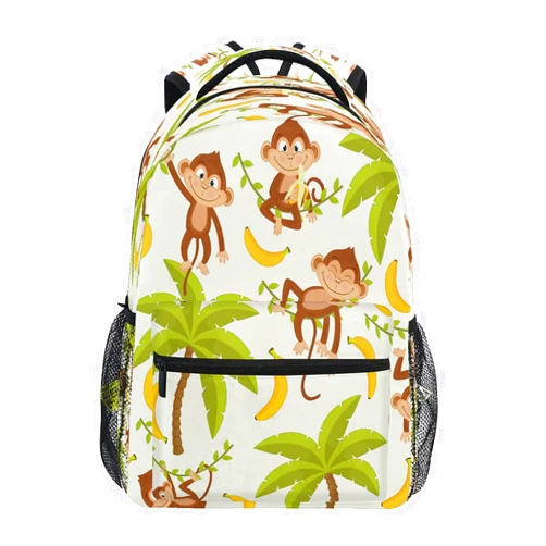 TropicalLife YPPAHHHH Monkey Palm Tree School Bag Backpack College Bookbag,Fruit Banana Laptop Backpacks Computer Bag Travel Hiking Camping Daypack for Women Girls Men Boys Students