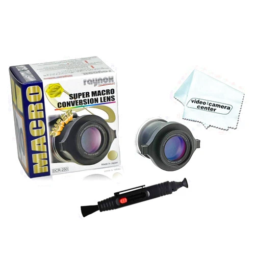 Raynox DCR-250 2.5x Super Macro Lens Universal Snap-on Mount for 52mm to 67mm + Lens Optic Pen Cleaner + 1 VCC113 Micro-Fiber Cloth, Black