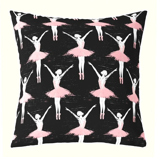 Erosebridal Ballet Throw Pillow Cover 16x16 Inch for Sofa Bed Couch,Ballerina Pillow Cover Home Room Decor,Cute Ballet Dancer Decorative Square Pillowcase