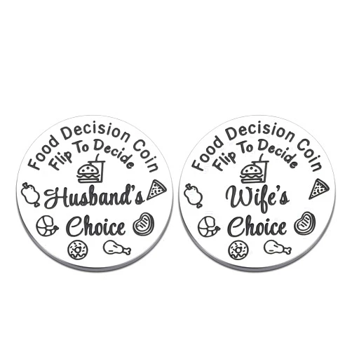 Lucullan Lepole Funny Valentines Day Gifts for Her Him Destiny Flip Coin Gift for Men Women Birthday Gifts for Husband Wife to Be Food Decision Coin Anniversary Wedding Gifts for Couples Unique House Warming Gifts