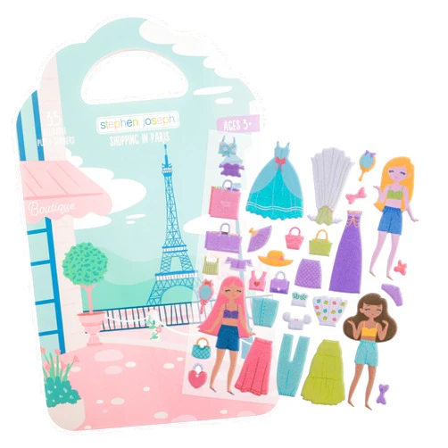 Stephen Joseph, Reusable Puffy Sticker Book for Kids - 35 Removable Stickers with Play Scene, Trabvel Activity Set for Toddlers, Educational Toy for Creativity and Imaginationn - Dreamer