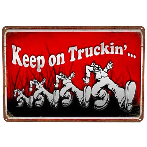 Kehkyie Retro New Metal Tin Sign Keep On Truckin Sign Decorations Aluminum for Garden Bathroom Kitchen Living Room Garage Coffee Art Decor 8x12 Inch