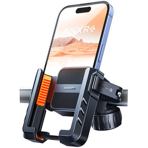 ANXRE Bike Phone Holder Mount [No Block Camera] Motorcycle Bicycle Phone Mount [Silicone Wrapped] Handlebar Cell Phone Mount for E-Scooter Stroller,Compatible with All 4-7