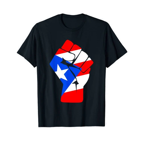 Leftique Puerto Rican Flag Raised Fist of Solidarity Anti-Trump T-Shirt