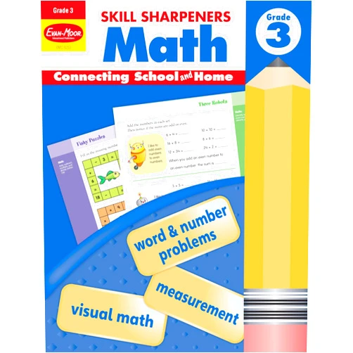 Evan-Moor Educational Publishers Evan-Moor Skill Sharpeners Math Workbook, Grade 3, Multiplication, Division, Test Prep, Number Sequencing, Geometry, Measurements, Graphing, ... Homeschool (Skill Sharperners: Math)