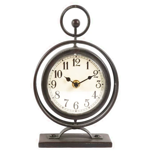 JUMBO HUMBLE Small Vintage Metal Desk Clock, Decorative Table Clock for Living Room, Silent Mantel Clocks Farmhouse Shelf Decor Battery Operated, 9.5