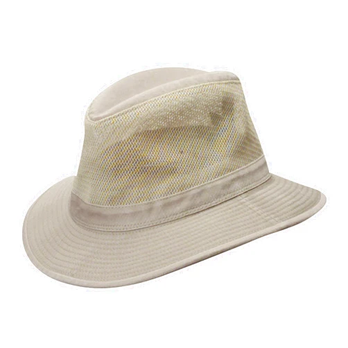 Dorfman Pacific Men's Garment Washed Twill Safari Hat with Mesh Sides