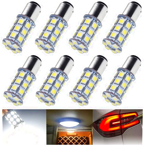 DOPHISALL AUTO BA15D 5050 27SMD White LED Bulb 1004 1142 1076 1130 1176 Marine RV Interior Light for DC12V Car Trailer Motorhome Camper Tail Boat