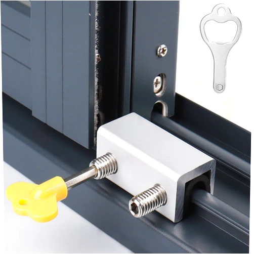 Gooriinet Sliding Window Locks (2 Sets), Security Window Locks with Keys, Adjustable Aluminum Sliding Window Stops, Easy Installation Without Drilling, for Vertical and Horizontal Sliding Windows