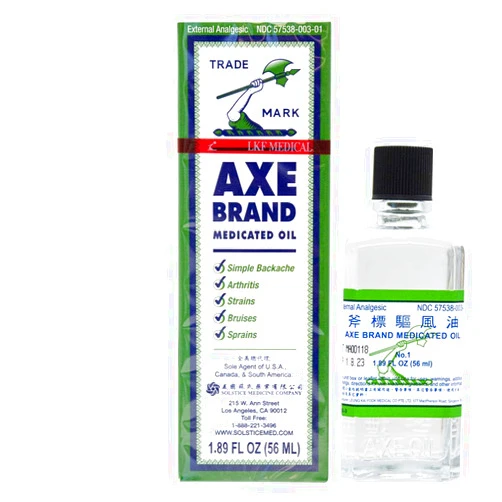 AXE Brand Medicated Oil (Muscle, Joint, and Backache Pain Relief) (1.89 fl oz) (1 Bottle) (Solstice)