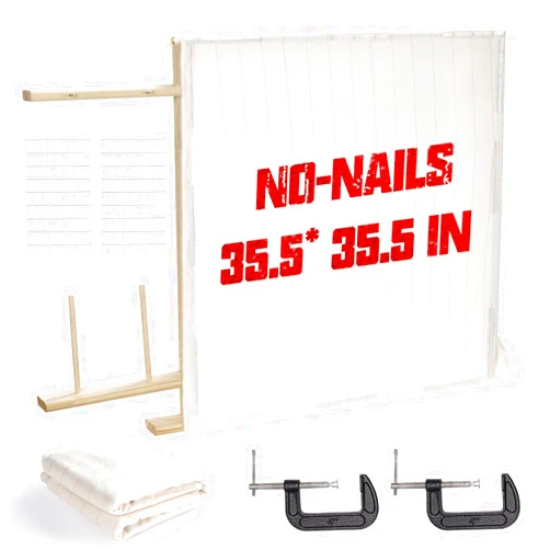Riiai No Nails Tufting Frame 2024 New, Rug Tufting Frame, 35.5” x 35.5” Tufting Frame Large Size for Tufting Gun Rug Making, Wooden Tufting Frame Rug Tufting Supplies for Making Rug