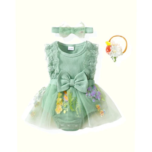 Renotemy Newborn Baby Girl Lace Romper Infant Summer Boho Flower Tulle Dress Party Gifts Newborn Photography Outfits