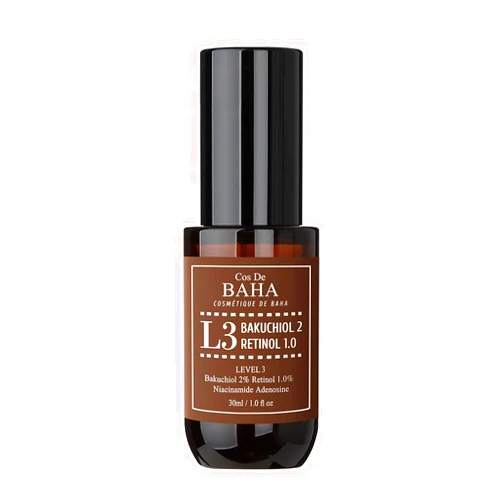 Cos De BAHA Retinol 1%, Bakuchiol 2% Serum with Retinol for Face, Anti-Aging, Hyperpigmentation and Acne Flare-Ups, 1 Fl Oz (30ml)