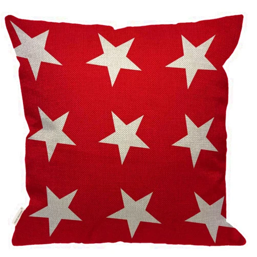 HGOD DESIGNS White Star Throw Pillow Cover,Abstract USA Star Design on The Red Background Burlap Pillow Cases Decorative for Women Couch Sofa Bedroom Living Room 18x18 Inch