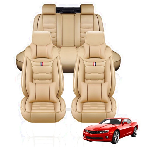 Maidao Custom Leather Seat Covers for ES350 2010-2021, Cozy Car Seat Covers Full Set with 2 Front Seat Covers and 1 Bench Rear Seat Cover, Winter Car Seat Protector Luxury Beige
