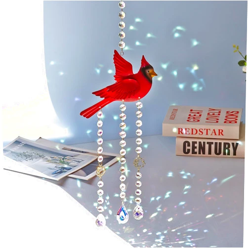 NMEINV Red Cardinal Suncatcher - Cardinal Gifts for Women, Glass Sun Catchers Indoor Window Hanging Decor with Rainbow Prism, Colorful Memorial Gift for Home Garden, Christmas Valentine Mother's Day