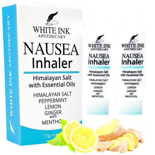 White Ink Nausea Relief Essential Oil Inhaler | 100% Natural | Travel | Motion or Morning Sickness | Pregnancy | Upset Stomach | Queasiness | Chemotherapy