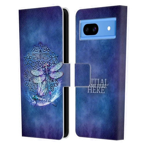 Head Case Designs Officially Licensed Custom Customised Personalised Brigid Ashwood Dragonfly Name and Initial Leather Book Wallet Case Cover Compatible with Google Pixel 8a