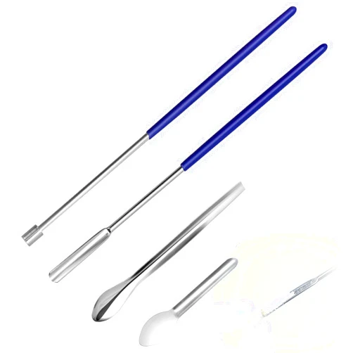 YJWZWE Capsule Filling Machine Kit Stainless Steel Micro Lab Scoop Laboratory Tiny Mixing Spatula for Powders Gel Cap Capsule Filler 4Pcs