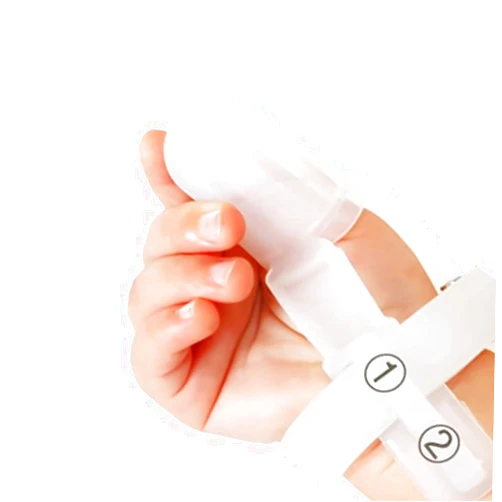 Wallfire Baby Sucking Thumb Protector Thumb Sucking Stopper Finger Guard Silicone Adjustable Finger Protector Biting Teether for Baby Infant (Transparent)