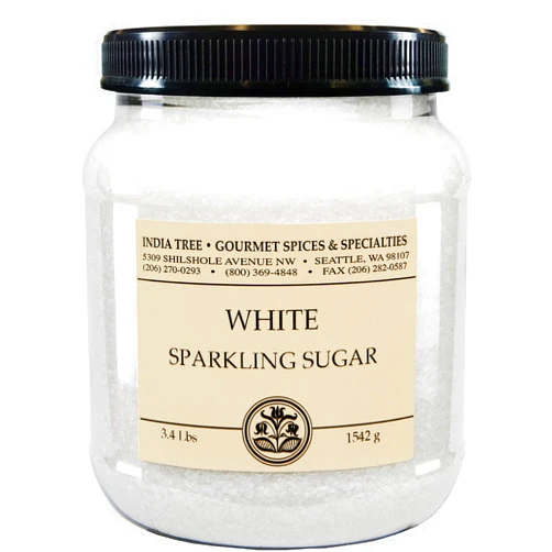 India Tree Sparkling White Sugar, 3.4 Pound Jar, Shimmery Sugar Sprinkles for Baking, Coffee and Decorating
