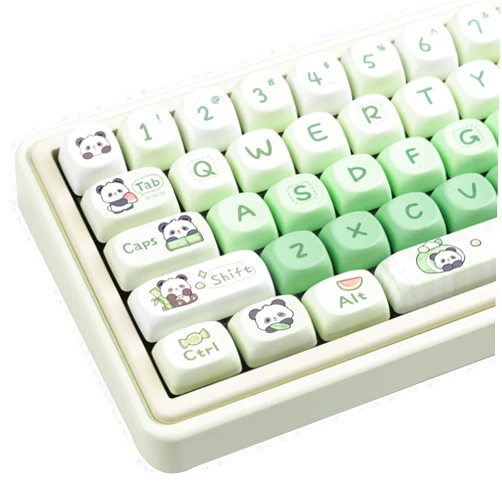 ZXMICYFA PBT Keycaps, 142 Keys Customized Keycaps, Cute Dye Sublimated Panda Theme Keycap Set MOA Profile Keycaps for US Layout Cherry Gateron MX Switch Mechanical Keyboard