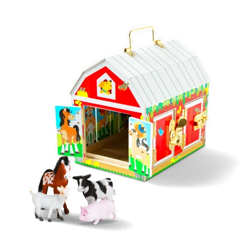 Melissa & Doug Latches Barn Toy Sensory Activity, Doors And Locks Toy, Farm Animals, For Kids Ages 3+