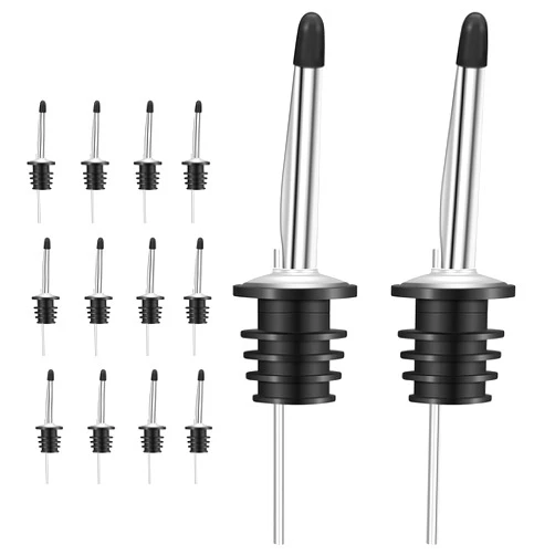 SZLFSX 12 Pack Liquor Pour Spouts Set - Stainless Steel bottle spout and Liquor Pourers Dust Caps Covers