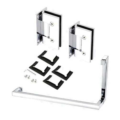 Top Hardware Chromed 90 Degree Vienna Wall to Glass Show Door Hinge and Square Pull Handle Towel Bar for 1/2