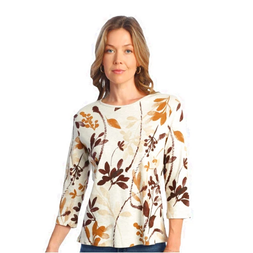 Jess & Jane Verde Abstract Print Womens Cotton Top