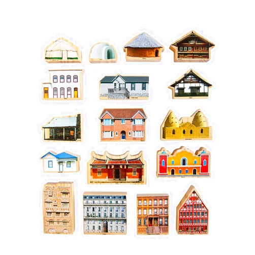 THE FRECKLED FROG Where I Live? - Set of 17 - Ages 1+ - Wooden Blocks for Toddlers - Includes Homes from 17 Different Countries - Double-Sided